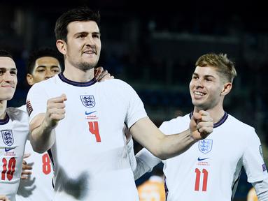 Tim nasional Inggris menempati posisi teratas dengan skuad harga tertinggi di Piala Dunia 2022 Qatar. Harga total The Three Lions saat ini mencapai 1 miliar euro atau setara dengan Rp15,6 triliun. (AFP/ Filippo Monteforte)