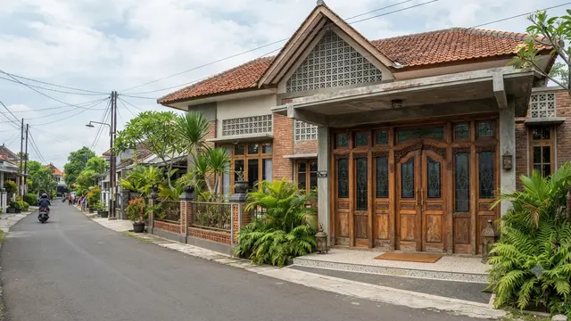 Ide desain Rumah Jengki model pintu utama panel kombinasi kaca