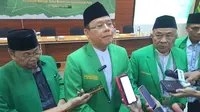 Plt Ketua Umum PPP, Muhammad Mardiono, saat ditemui sejumlah wartawan usai membuka Rapimnas ke-IX, di Hotel Le Semar, Kota Tangerang, Kamis (6/6/2024). (Liputan6.com/Pramita Tristiawati).