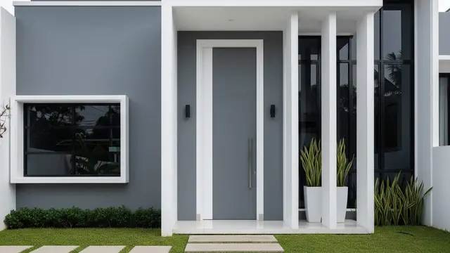 Desain Rumah Minimalis Cat Abu-Abu Putih