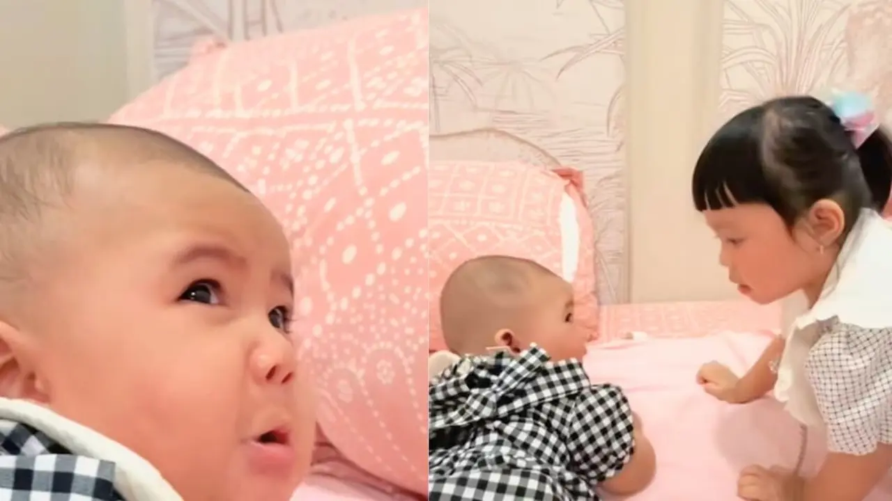 Potret Ameena jaga sang adik Baby Azura (Sumber: Instagram/@attahalilintar)