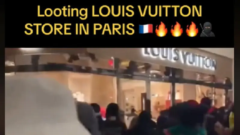 Beredar di TikTok sebuah rekaman video yang menunjukkan telah terjadi penjarahan toko tas mewah Louis Vuitton yang diklaim terjadi di Paris, Prancis di masa kericuhan belakangan ini.