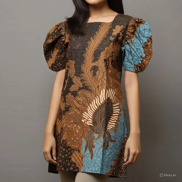 Baju Batik Lengan Kerut. (Liputan6.com/MetaAI)