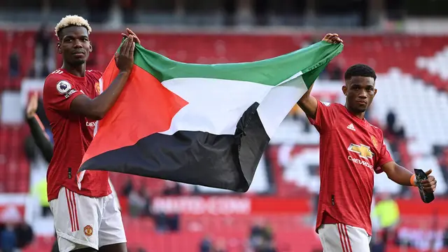 Pogba dan Diallo Kibarkan Bendera Palestina di Old Trafford
