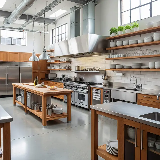 Desain Dapur Industrial dengan Kombinasi Kayu dan Besi