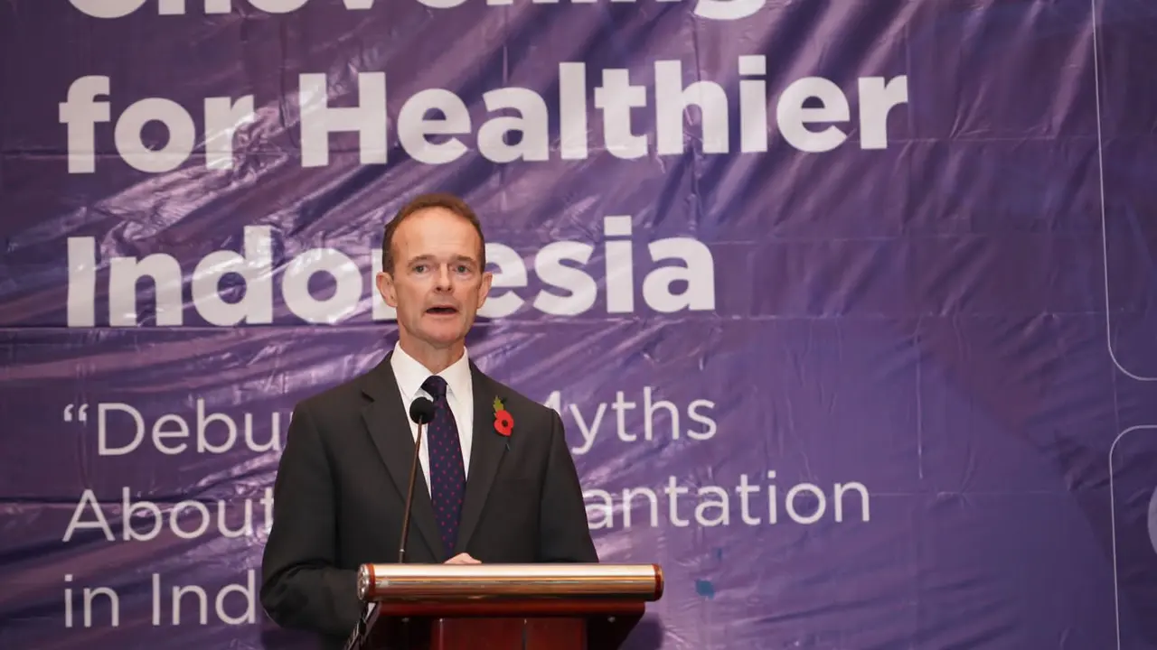 Duta Besar Inggris Dominic Jermey di acara Chevening Alumni Association of Indonesia (CAAI).