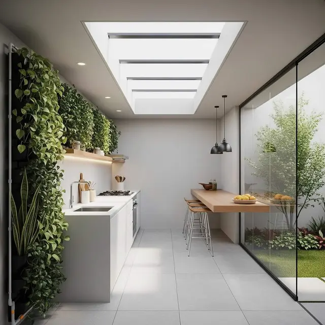 Dapur Semi Outdoor 2,5x2 Meter Rumah Type 45 dengan Skylight dan Taman Samping