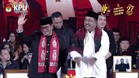 Pasangan calon gubernur dan calon wakil gubernur nomor urut 3 Pramono Anung-Rano Karno saat debat terakhir atau debat ketiga Pilkada Jakarta 2024. (Tangkapan Layar YouTube KPU Jakarta)