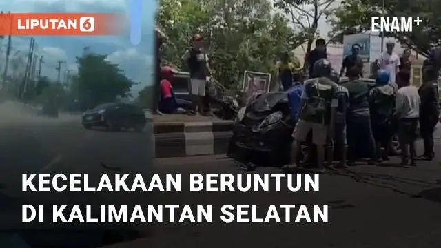 Beredar video yang perlihatkan detik-detik terjadinya kecelakaan mobil beruntun. Peristiwa ini berada di Jl. A. Yani KM. 19, Lianganggang, Kalimantan Selatan. Sabtu (26/08/2023)