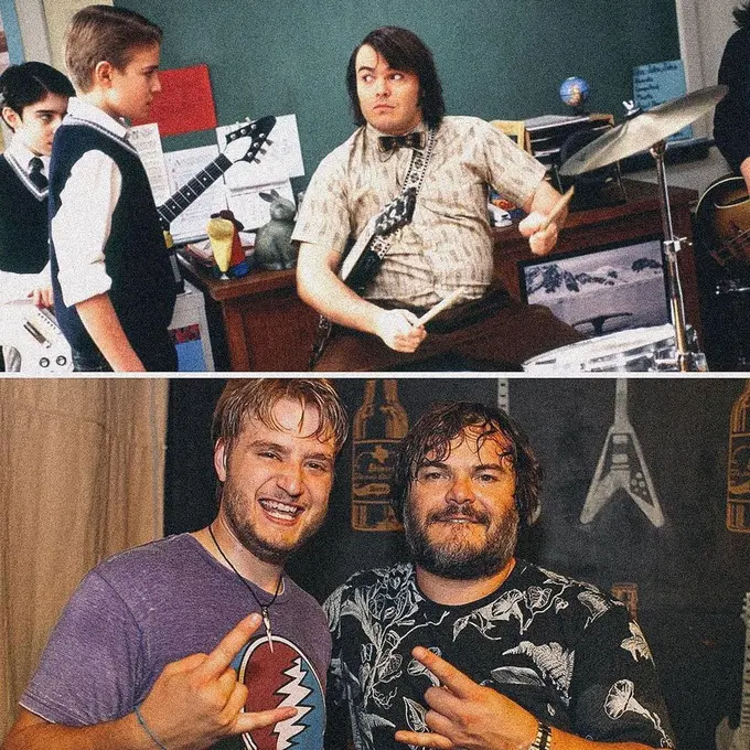 Jack Black dan Kevin Clark dalam School of Rock (atas). (Instagram/ jackblack, credit: Paramount PIctures)