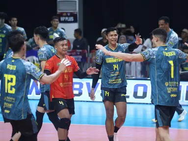 Tim putra Surabaya Samator memastikan lolos ke babak final four Proliga 2026 setelah menumbangkan Medan Falcons Tirta Bhagasasi. (Dok. PBVSI)