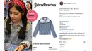Selanjutnya adalah denim jaket organza yang membuat gaya Prilly terlihat makin kece. Dan ternyata harganya tidak sampai 200 ribu, tepatnya hanya Rp. 188.511. Cukup terjangkau kan? (Instagram/prilly.closet)