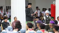 Presiden Jokowi berpidato saat upacara Hari Lahir Pancasila di Gedung Pancasila, Jakarta, Kamis (1/6). Dalam pidatonya presiden Jokowi mengajak seluruh elemen untuk tidak pernah berhenti mengamalkan nilai-nilai Pancasila. (Liputan6.com/Angga Yuniar)