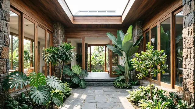 Desain Rumah Desa dengan Taman Mini yang Bikin Udara Dingin (AI)