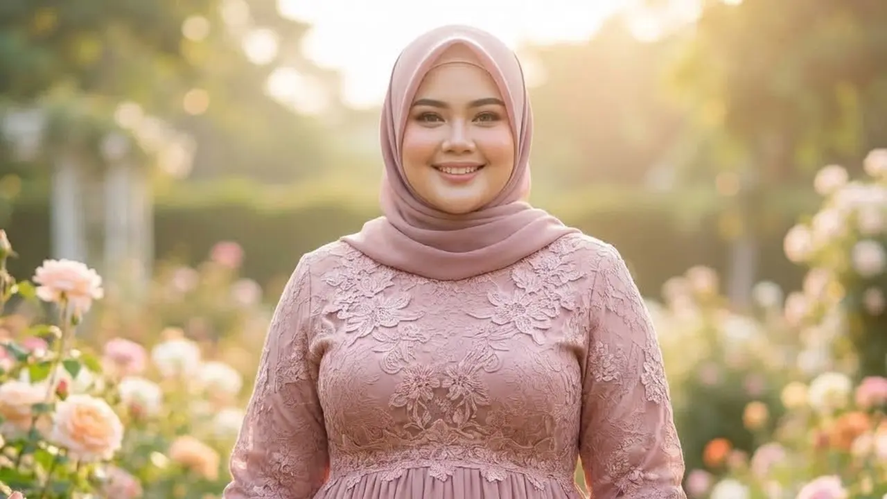 Model Gamis Brokat Buat Orang Gemuk