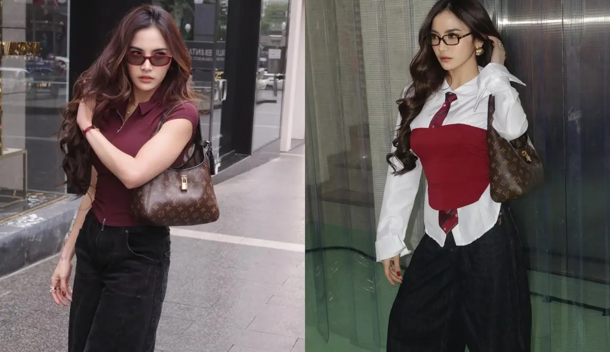 Tampil boyish menjadi salah satu gaya andalan Mahalini Raharja. Kali ini, ia tampil dalam dua look sekaligus dengan jinjing tas yang sama, Louis Vuitton The Drop PM seharga Rp46jutaan [@mahaliniraharja]