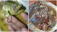 Momen Apes Penemuan Benda Tajam di Makanan. (Sumber: Instagram/onecak dan Twitter/@gundamasyik)
