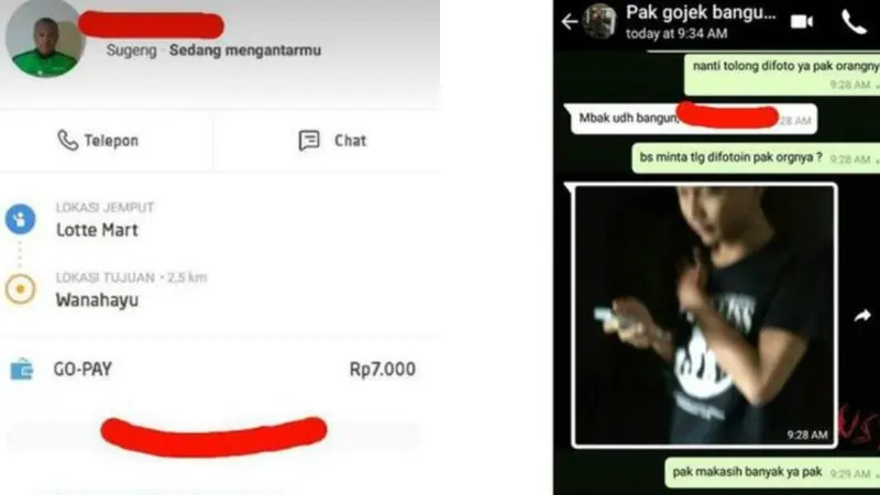 Wanita ini pesan ojol untuk bangunkan pacar (Foto : Instagram.com/ Dramaojol.id)