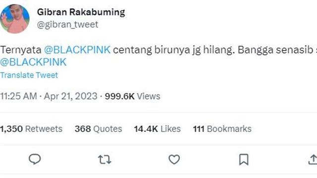 Kenapa Gibran Rakabuming Merasa Senasib dengan Blackpink?