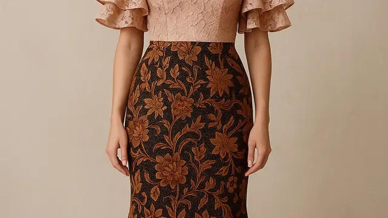 7 Model Batik Brokat Kombinasi Lengan Ruffle Modern, Anggun dan Kekinian