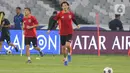 Sesi latihan raksasa Asia ini dibawah langsung pengawasan dan arahan tim kepelatihan Jepang. (Liputan6.com/Angga Yuniar)