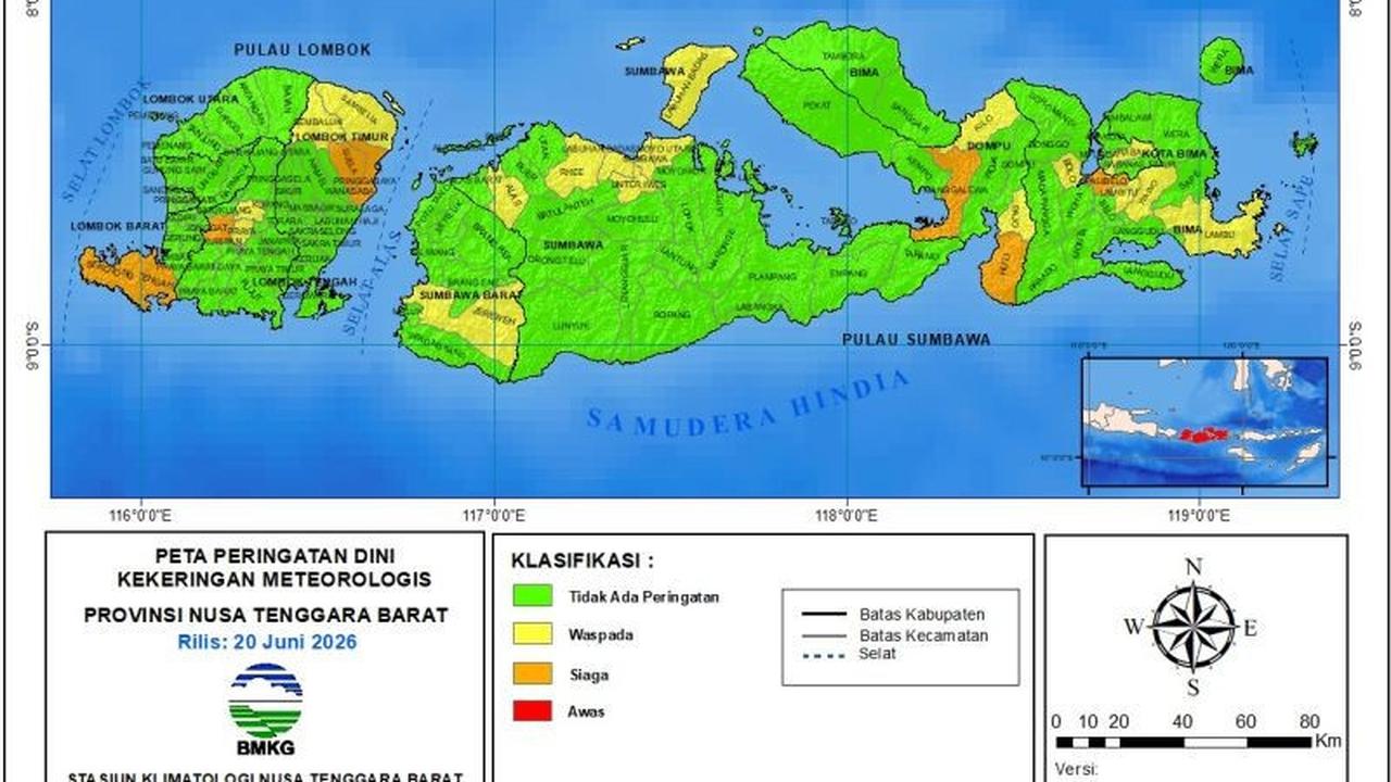 BMKG Tetapkan Lima Daerah di NTB Siaga Kekeringan Meteorologis, El Nino Berpotensi Menguat