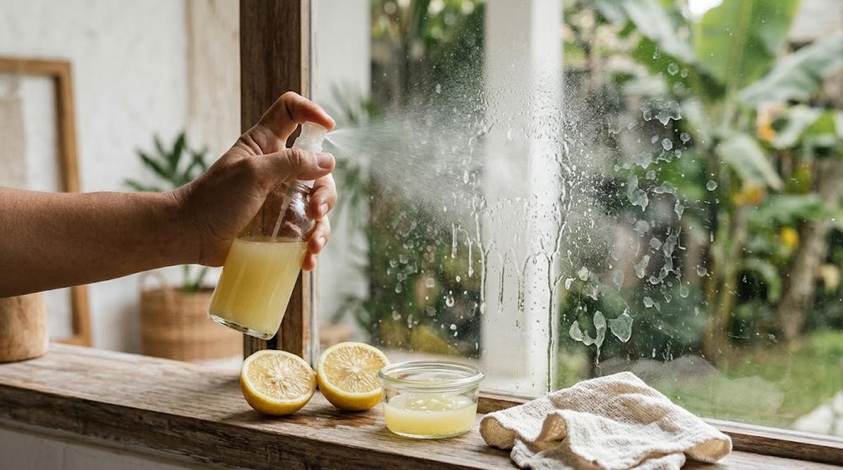 Air Perasan Lemon untuk Membersihkan Kaca