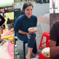 Meski dikenal salah satu artis yang kaya raya, Ussy Sulistiawaty juga gemar kuliner kaki lima di pinggir jalan. Berikut potret istri Andhika Pratama santai menikmati makanan pinggir jalan. Bahkan, ada momen menunggu pedagangnya buka warung. [Youtube/Ussy Andhika Official]