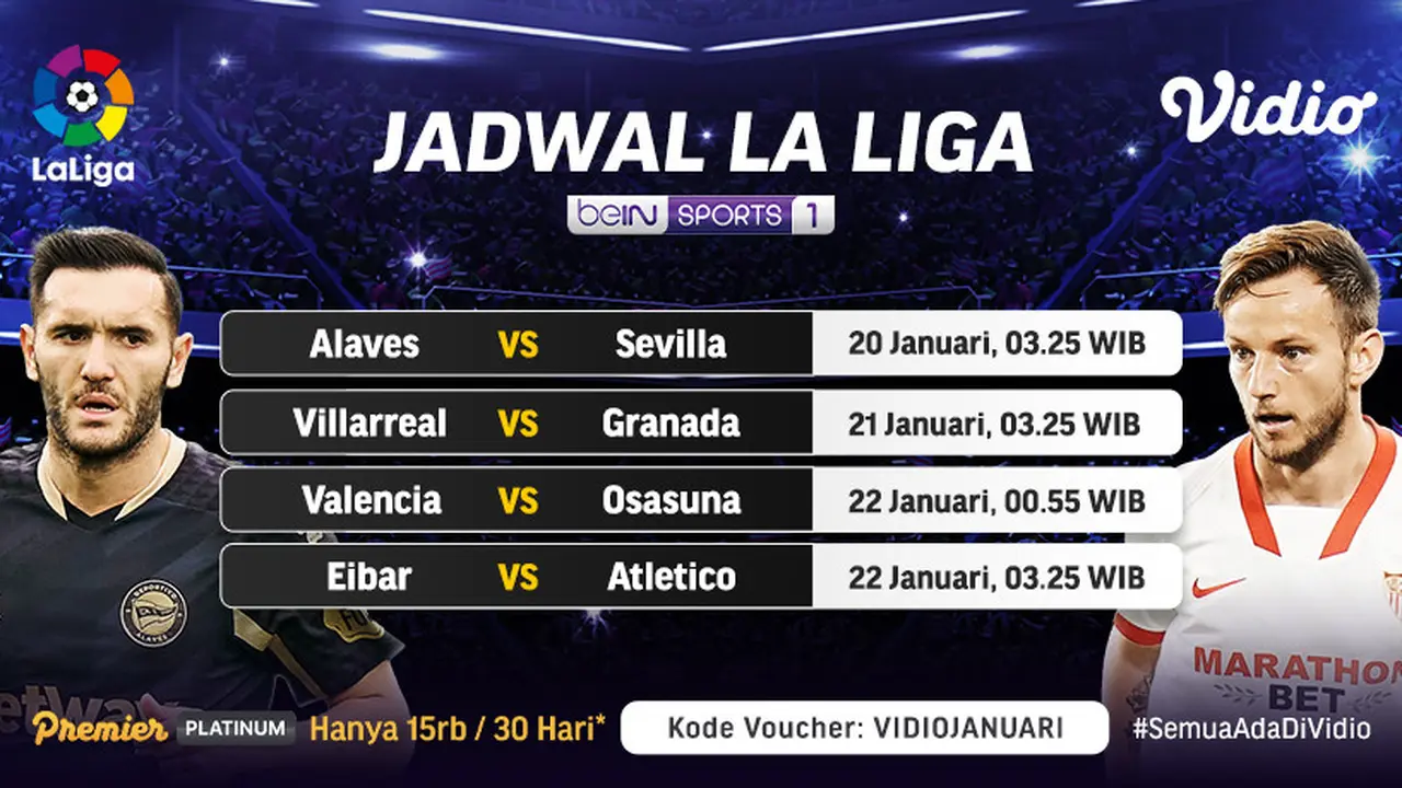Jadwal Liga Spanyol Pekan 19 di Vidio