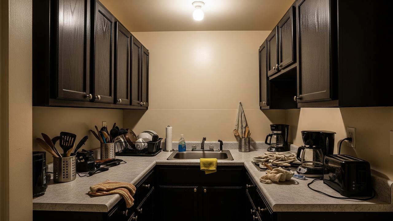 Kesalahan Memilih Warna Kabinet Dapur yang Membuat Ruangan Terasa Sempit (AI Generated)
