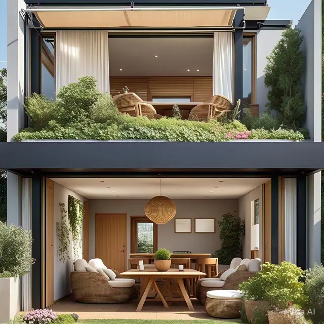 Desain Rumah Lantai 2 dengan Area Semi-Outdoor di Rooftop
