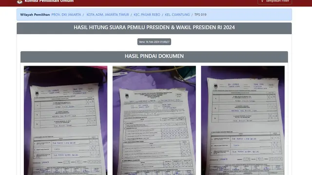 Tampilan Baru Sirekap, KPU Hilangkan Grafik atau Diagram Perolehan Suara Sementara Pemilu 2024