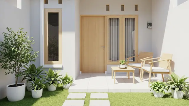 Desain Teras Sederhana Area Hijau untuk Rumah Dengan Sentuhan Skandinavia Hijau Minimalis