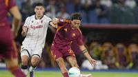 Aksi Paulo Dybala&nbsp;dalam laga AS Roma vs Bologna di Serie A 2025/2026, Minggu (24/8/2025). (AP Photo/Gregorio Borgia)