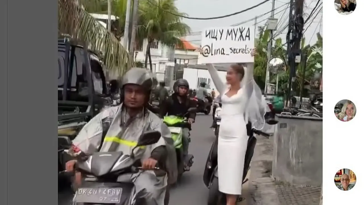 Viral Wanita Turis Rusia Bawa Papan Pengumuman untuk Cari Jodoh di Bali