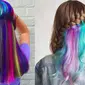 Berani coba bereksperimen dengan menstyling rambutmu dengan tren rambut hidden rainbow?