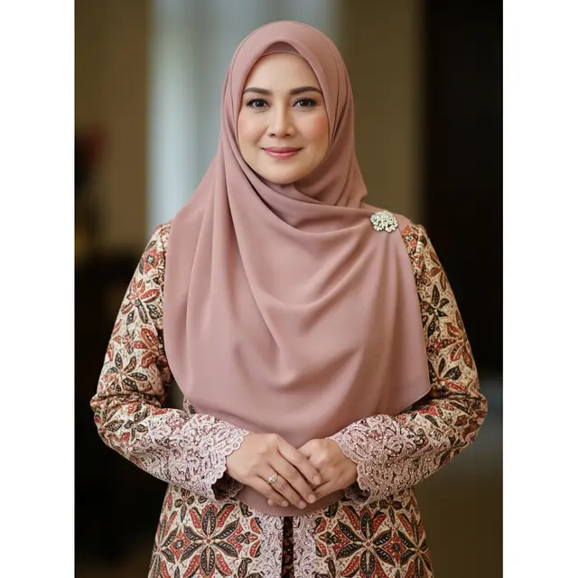 Gamis Batik Brokat Syar’i untuk Ibu 50 Tahun (Gemini AI)