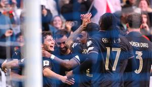 Perayaan gol pemain Timnas Portugal pada laga melawan Armenia di Kualifikasi Piala Dunia 2026 zona Eropa -&nbsp;AP Photo/Luis Vieira