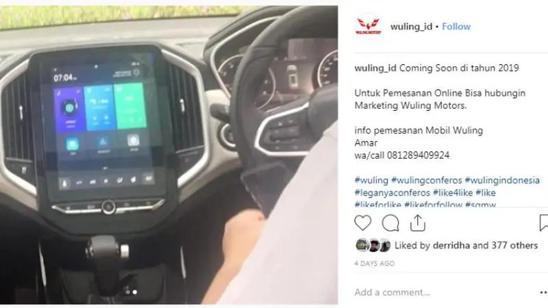 Bocoran Wuling Almaz (Foto: Instagram @wuling_id)