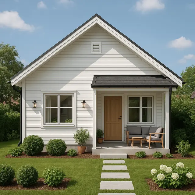 Gambar Rumah 6x9 Meter dengan Teras Mini dan Taman Depan