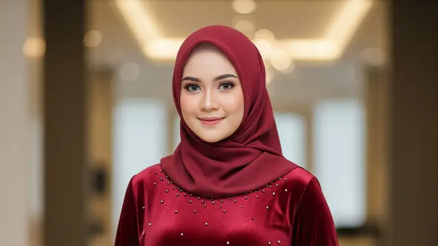 Gamis dengan Payet Swarovski untuk Acara Formal
