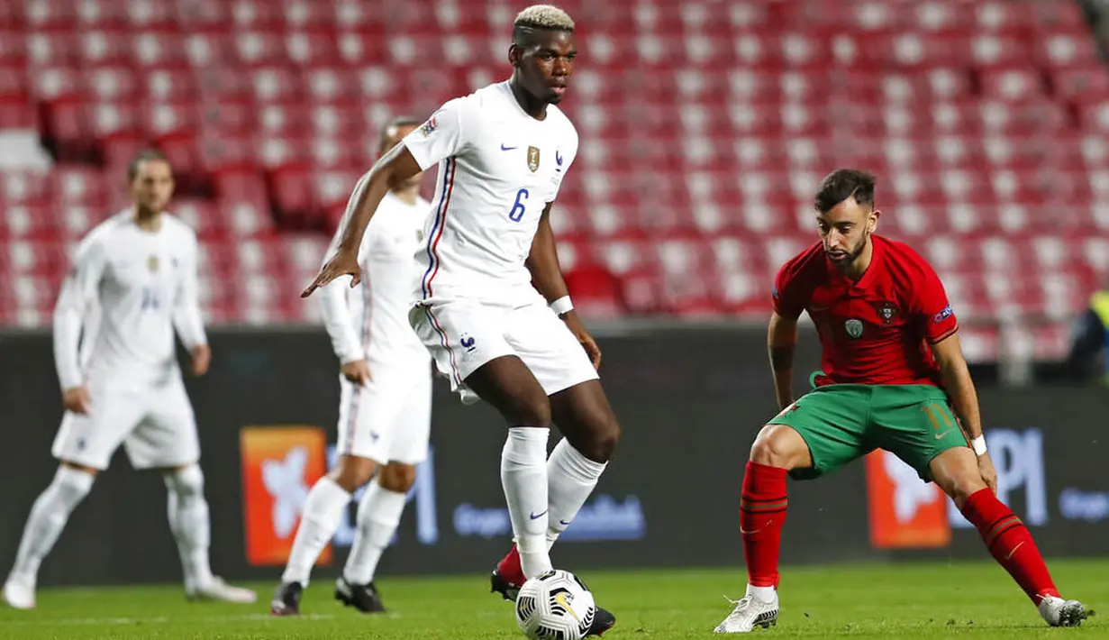 Paul Pogba - Gelandang Manchester United ini merupakan pengatur serangan andalan di Les Blues. Bukan hanya memiliki umpan akurat, Pogba juga pencetak gol yang handal. (Foto/AP/Armando Franca)