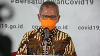 Juru Bicara Penanganan COVID-19 di Indonesia, Achmad Yurianto saat konferensi pers Corona secara Live di Graha BNPB, Jakarta, Minggu (5/4/2020). (Dok Badan Nasional Penanggulangan Bencana/BNPB)