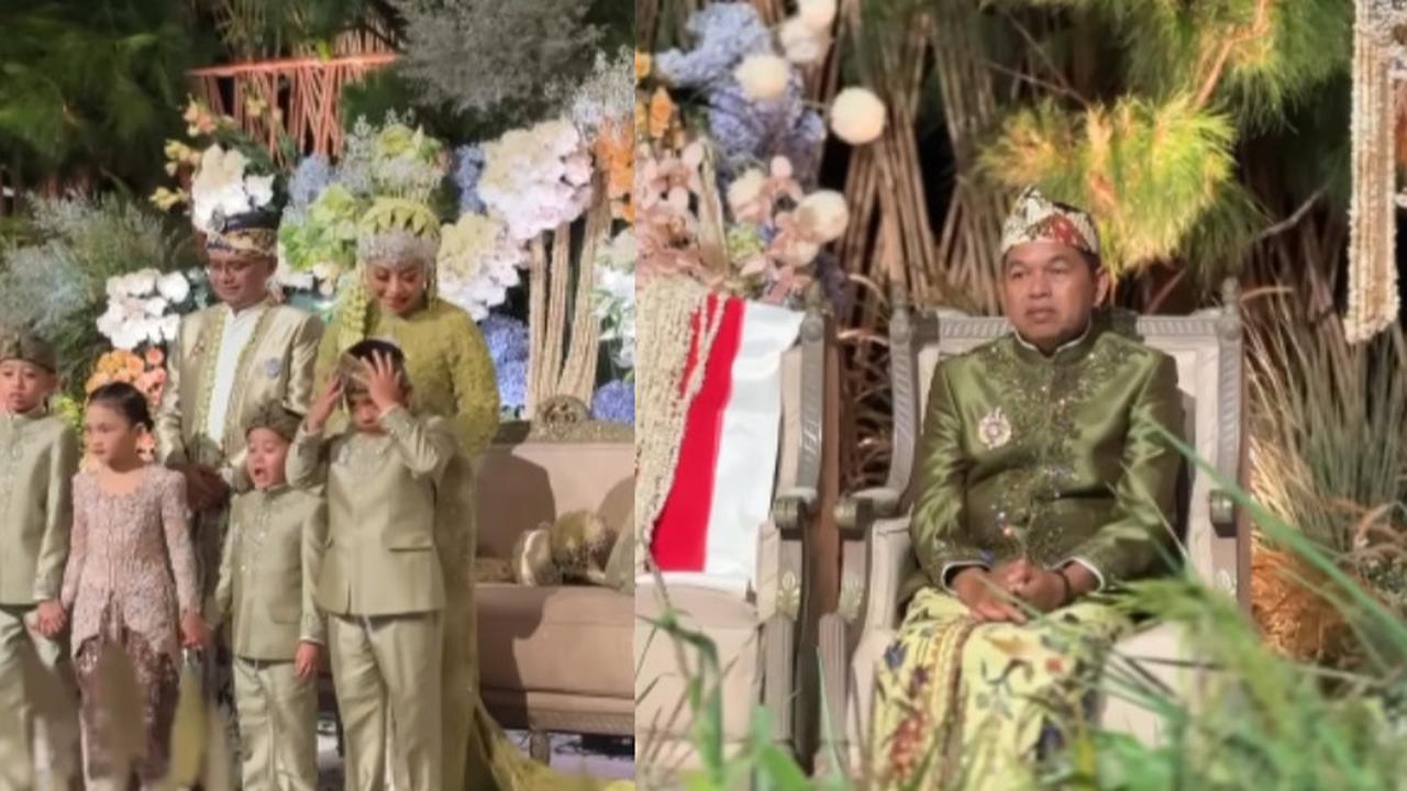 Bangku Kosong Sebelah Dedi Mulyadi Berhias Melati & Bendera Merah Putih di Pernikahan Putranya dengan Anak Jenderal Polisi