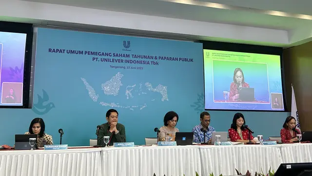 Rapat Umum Pemegang Saham Tahunan (RUPST) dan Paparan Publik PT Unilever Indonesia Tbk (UNVR), Kamis (22/6/2023). (Foto: Liputan6.com/Elga N)