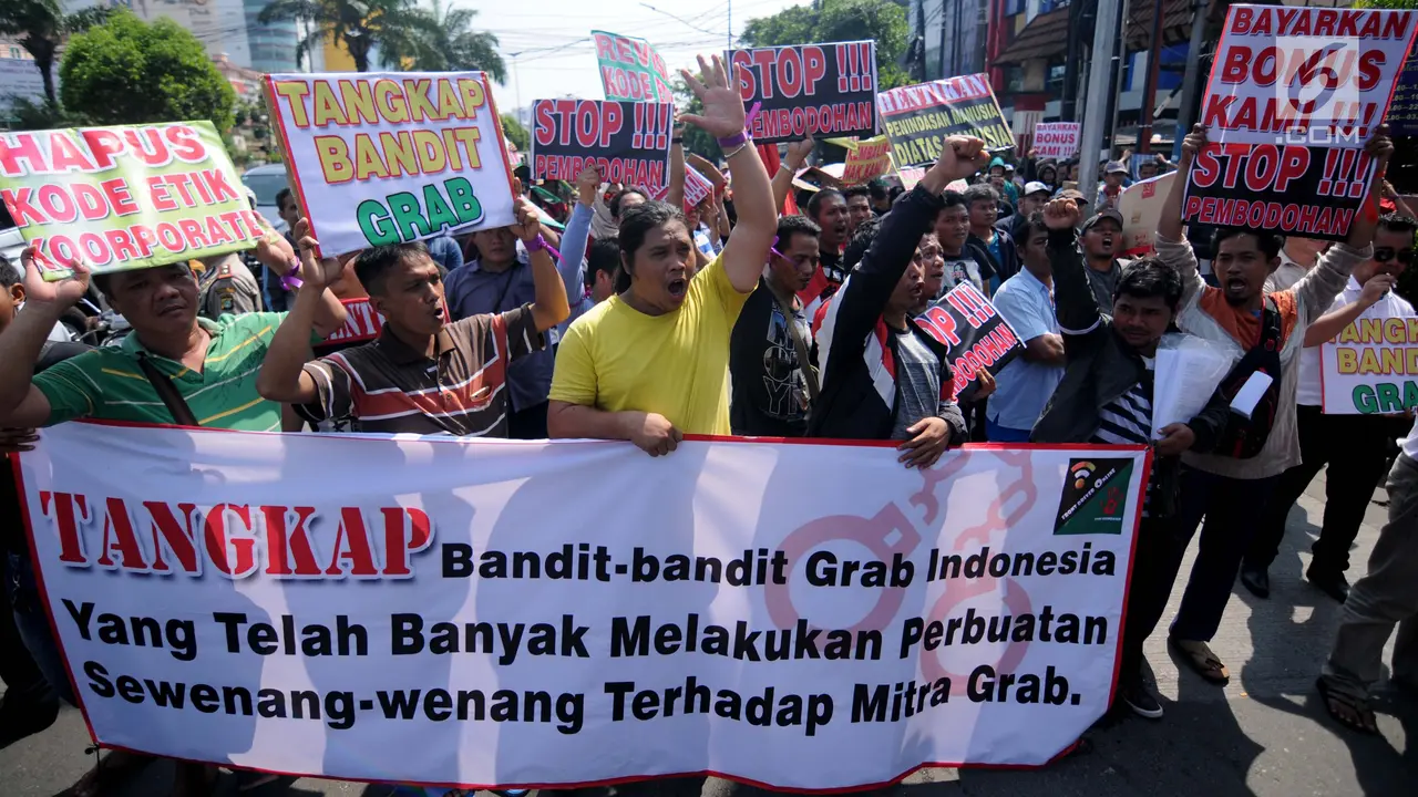 Pengemudi GrabCar Kembali Demo Tuntut Pencairan Bonus Lebaran 