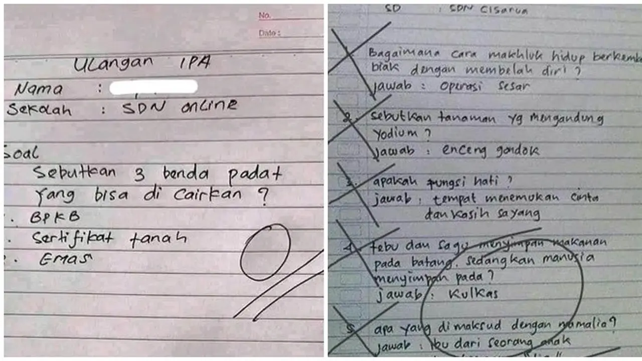6 Potret Hasil Ulangan IPA Murid Dapat Nilai 0 Ini Bikin Guru Elus Dada