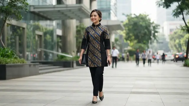 Atasan Batik Kombinasi Kain Polos
