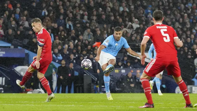 Foto: Manchester City Gasak Bayern Munchen di Leg Pertama Perempatfinal Liga Champions, Erling Haaland Kembali Cetak Rekor