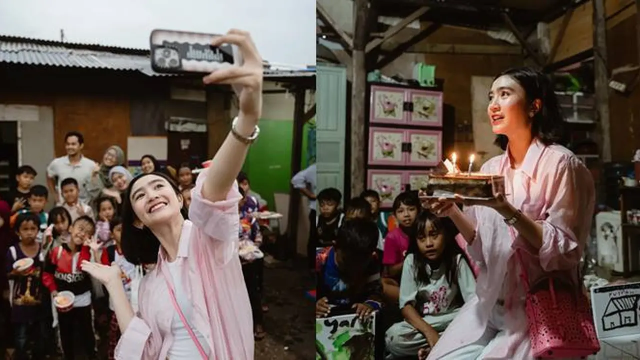 7 Momen Febby Rastanty Rayakan Ulang Tahun Bareng Anak-Anak di Kampung Pemulung